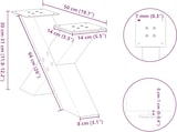 thumbnail of vidaXL Couchtischbeine X-Form 2 Stk. Naturstahl 50x(30-31) cm Stahl