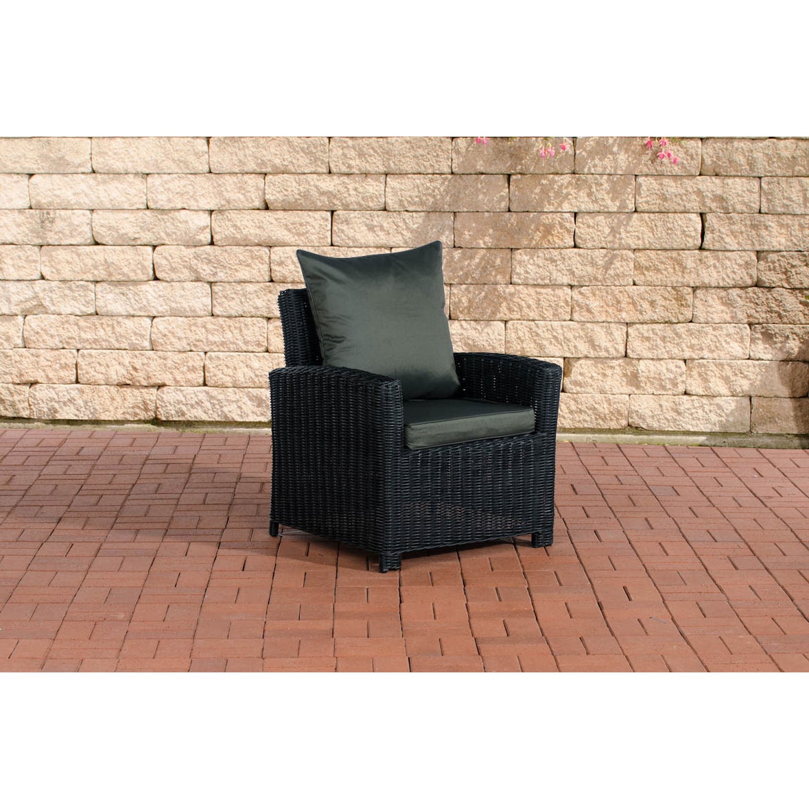Polyrattan Stuhl Sessel Fisolo 5mm schwarz/anthrazit