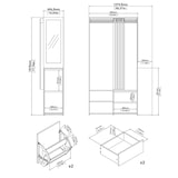 thumbnail of Kimmy Offener Kleiderschrank, mit Vorhang, 2 Schubladen, Schuhschrank Walnuss Dekor, weiß, Vorhang hellgrau.