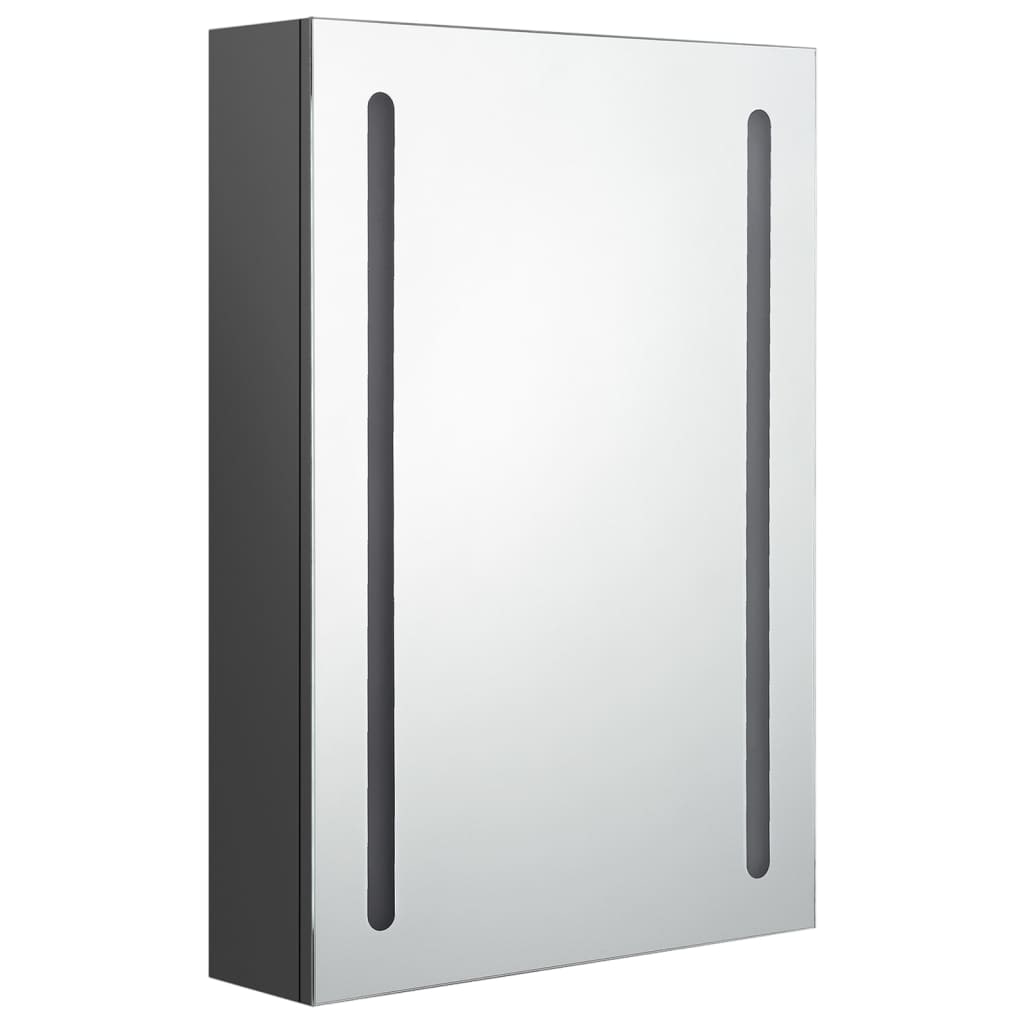 Helloshop26 - Badezimmerschrank mit LED-Spiegel 50 x 13 x 70 cm graues MDF 02_0006596