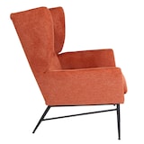 thumbnail of Lounge-Sessel HWC-L62, Ohrensessel Cocktailsessel Sessel Polstersessel, Stoff/Textil Metall ~ terracotta-braun