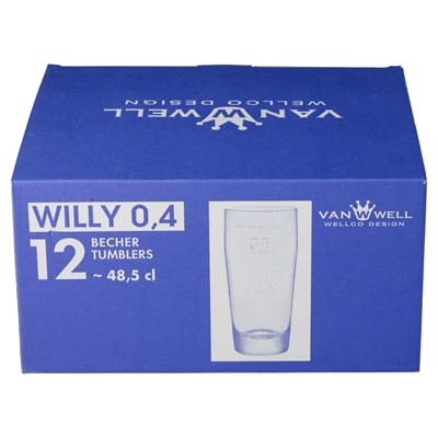 Van Well Willibekers 0,4 l set van 12 - premium bierglazen 0,4 liter - robuust bierglas, vaatwasmachinebestendig, geijkt - pint glazen in gastronomiekwaliteit - drinkglas 400 ml voor gastronomie en