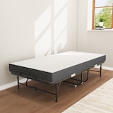 thumbnail of Klappbett 190x96 Twin Gästebett faltbar mit Komfort-Matratze, Metallrahmen, Rollen, platzsparend, mobil, hohe Belastbarkeit, Schwarz