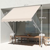 thumbnail of Toldo manual retráctil 300x150x170-280 cm toldo para balcón con altura ajustable manivela y protección solar para terraza jardín beige