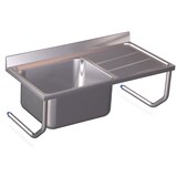 thumbnail of Fregadero colgante con palomillas, cubeta a la izquierda y escurridor