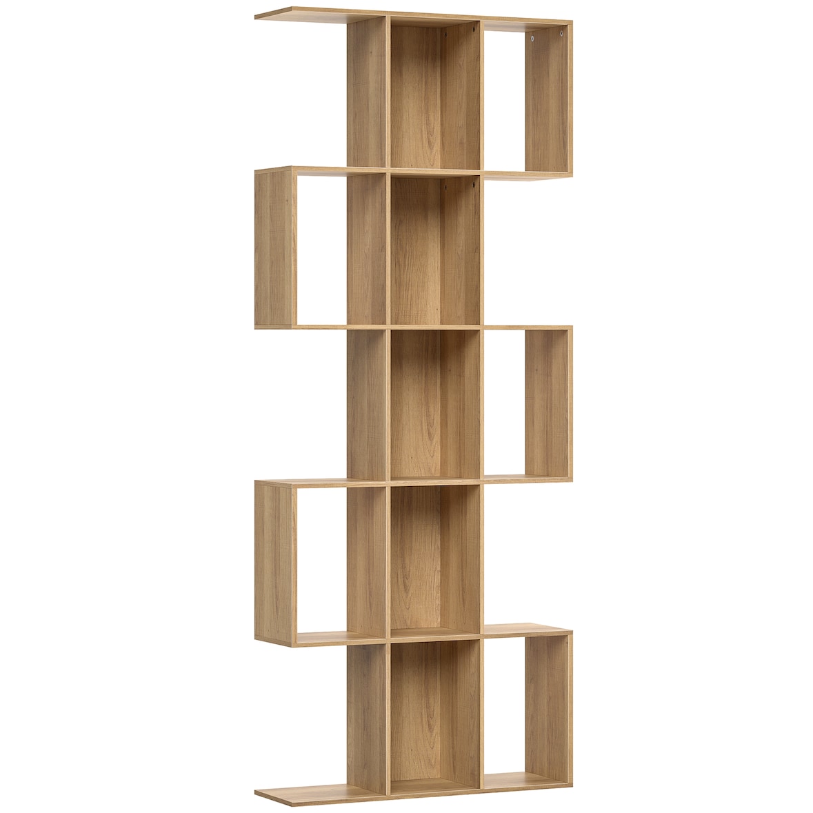 HOMCOM estantería de 5 niveles, biblioteca estrecha, librería en forma de S, para salón, dormitorio, estudio, oficina, 80x24x200 cm, roble