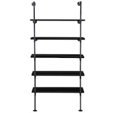 thumbnail of Standregal HWC-C45, Wohnregal Bücherregal Ablageregal, Industriedesign Holz Metall, 165x80x28cm ~ dunkelgrau