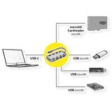 thumbnail of Hub ROLINE USB 3.2 Gen 1, 3 porte, cavo di collegamento di tipo C, con CardReader, porte commutabili singolarmente