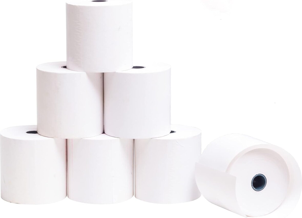 OFITURIA 48 Rollos Papel Térmico 80x80x12 mm para Sumadora Impresora TPV, Sin Bisphenol A