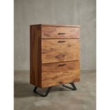 thumbnail of Kommode 80x120x41,5 cm Sheesham Massivholz / Metall Flurkommode, Sideboard Highboard mit Baumkante, Kommodenschrank Holz Modern, Standschrank
