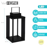 thumbnail of WellHome - Lanterna solar de metal preto com 25 luzes LED brancas quentes 22x22x42cm