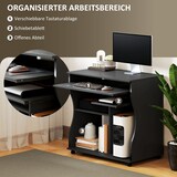 thumbnail of Computertisch Schreibtisch 80x48x75 cm mit Rollen und Tastaturablage Ablagen platzsparend pflegeleicht Schwarz für Büro Homeoffice