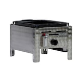 thumbnail of Gastrobräter, 1 Brenner 4,5 kW, mit emaillierter Pfanne, B 340 mm x T 530 mm x H 270 mm, inkl. Gewerbedruckregler u. Schlauchbruchsicherung