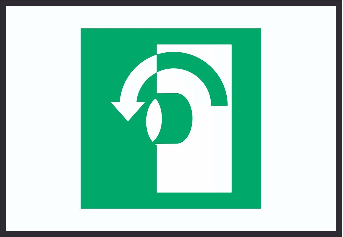 Zum Öffnen gegen Uhrzeigersinn drehen Symbol A4 Rückseite selbstklebend Schild