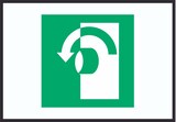 thumbnail of Zum Öffnen gegen Uhrzeigersinn drehen Symbol A4 Rückseite selbstklebend Schild