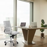 thumbnail of Sedia da ufficio / poltrona presidenziale PARMA 10 pelle bianco crema cromo hjh OFFICE