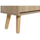 thumbnail of Rattan-Schuhkipper HWC-M37, Schuhregal Schuhschrank, 3 Kippfächer 2 Regalböden 127x120x24cm Holz Melamin ~ Eiche-Optik