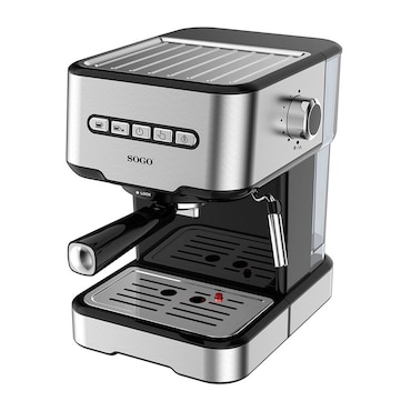 Macchina per caffè espresso e cappuccino con vaporizzatore, 20 bar pressione, serbatoio 1,5L 850W per caffè macinato e cialde - SOGO