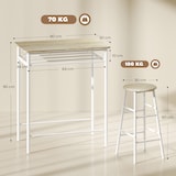 thumbnail of HOMCOM juego de mueble de bar set de mesa alta y 2 taburetes con estante de almacenamiento y marco de metal para cocina comedor 80x50x90 cm