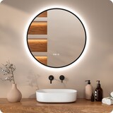 thumbnail of Mirlux Badkamerspiegel met LED Verlichting & Verwarming – Wandspiegel Rond – Anti Condens Douchespiegel - Mat Zwart - 80CM