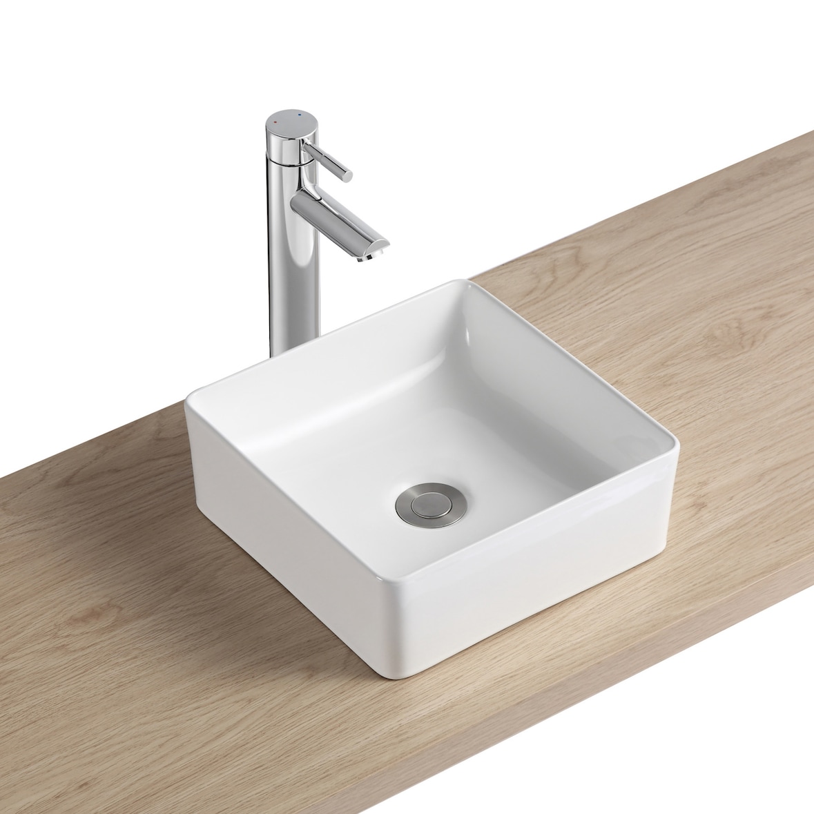 Vasque carrée à poser en céramique blanche 30 cm AONI