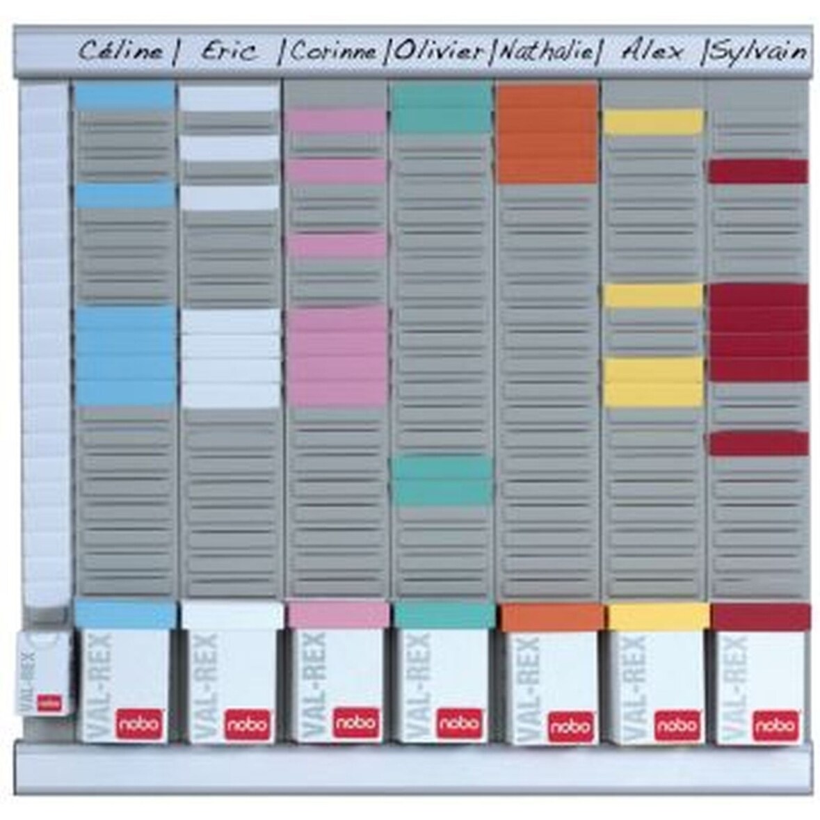 Büro Planer Set für T-Karten Gr. 2 Aluminium 7 Spalten 24 Fächer Packung mit 5 Stück