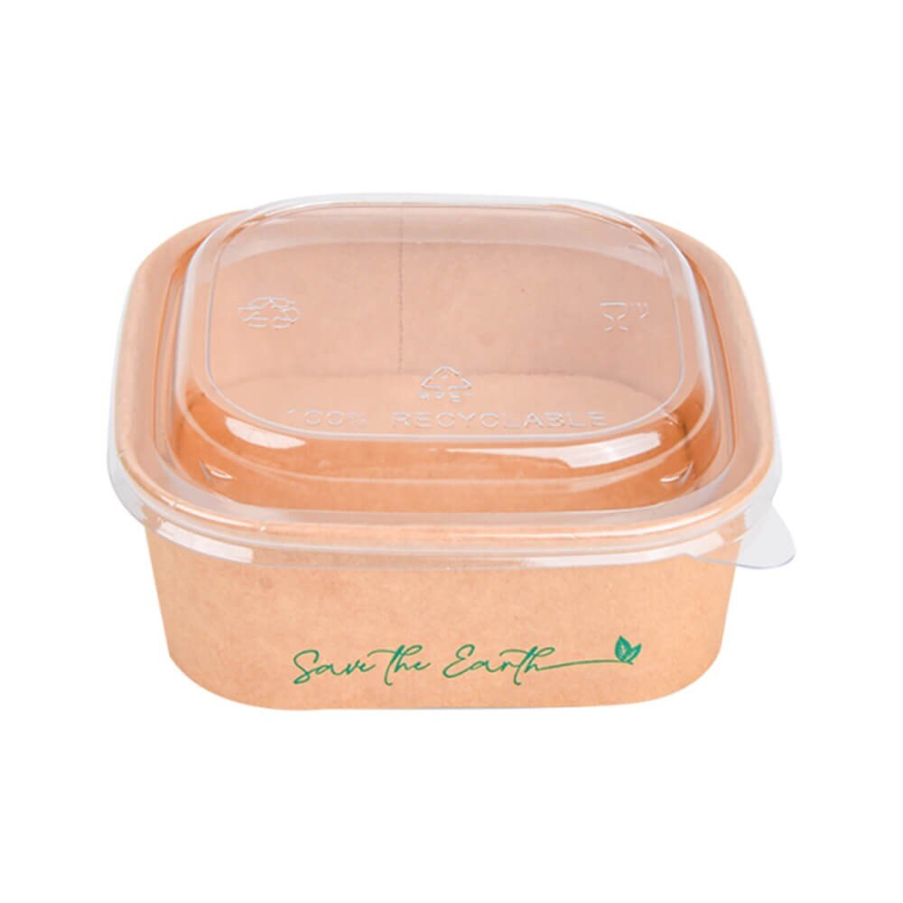 ENVASES DEL MEDITERRÁNEO - EMBALAGEM DE PAPEL QUADRADA 500 cc + TAMPA (200 PCS.) - alimentação - embalagem