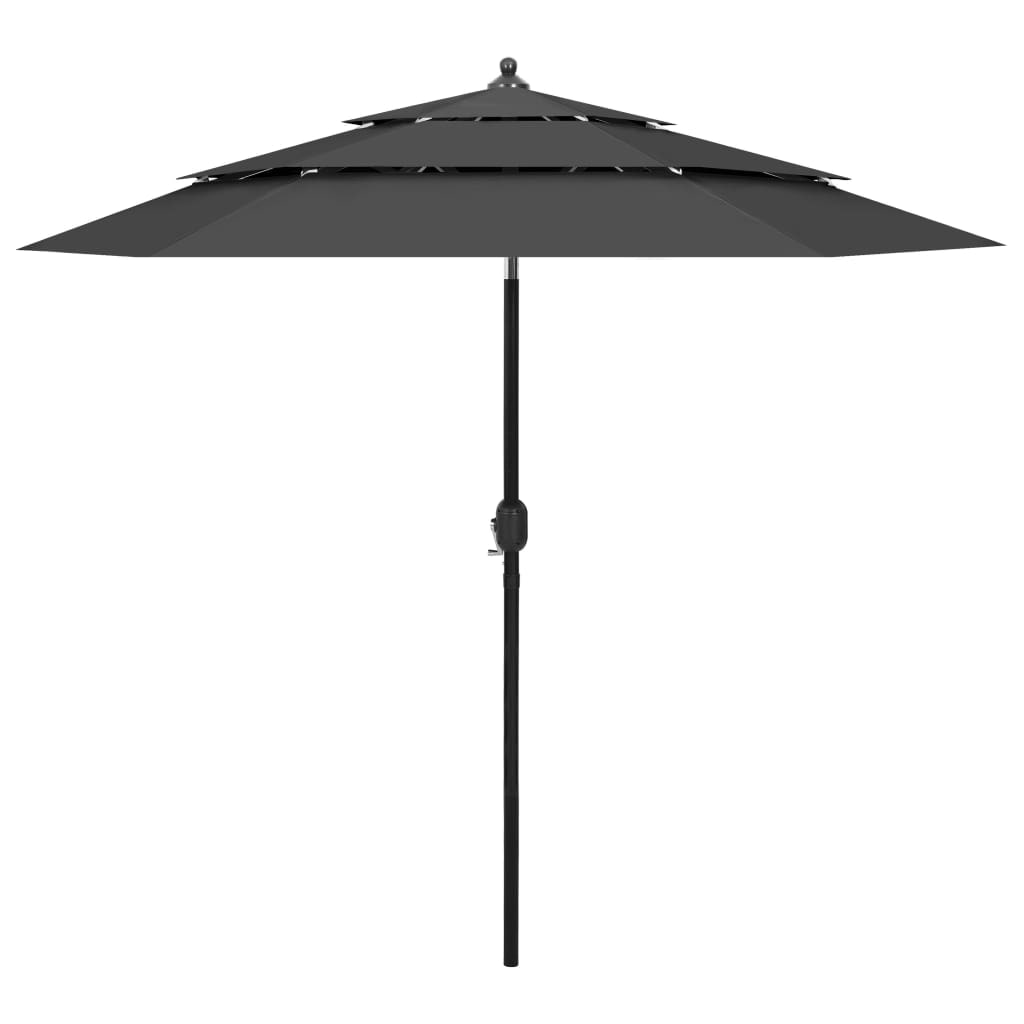 Helloshop26 - Dreistufiger Sonnenschirm mit 2,5 m langer anthrazitfarbener Aluminiumstange 02_0008738