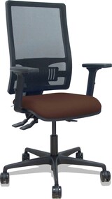 thumbnail of Silla Bormate asincro malla negra asiento bali marrón oscuro brazos 2D ruedas 65mm