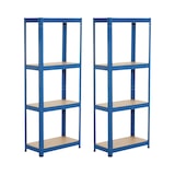 thumbnail of Pack 2 Estanterías Metálicas con 4 Baldas Ajustables Azul 148x60x30cm 240Kg O91