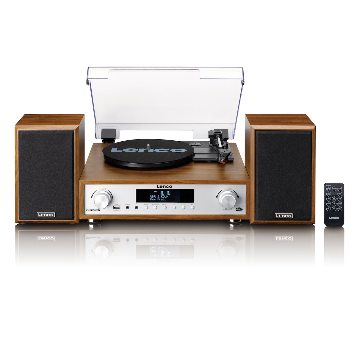 Lenco MC-160WD - HiFi Stereoanlage mit Plattenspieler, DAB+/FM-Radio und Bluetooth - Holz