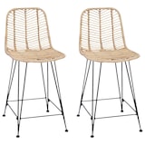 thumbnail of vidaXL Barstuhl 2 pcs Natur 44,5 x 54,5 x 97,5 cm Rattan und Eisen