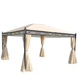 thumbnail of Pergola Cadiz, tuinpaviljoen, stevig 7cm frame met zijwand + muggengaas ~ crème 4x3m