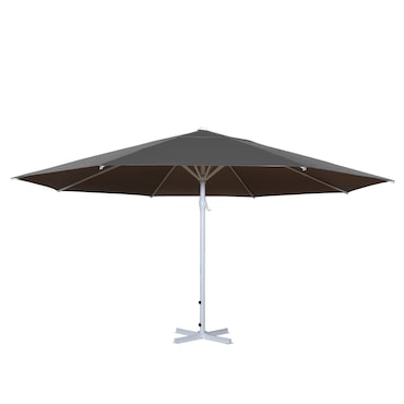 Parasol Meran II, guarda-sol para restauração, Ø 5m poliéster/alumínio branco 28kg ~ antracite sem suporte