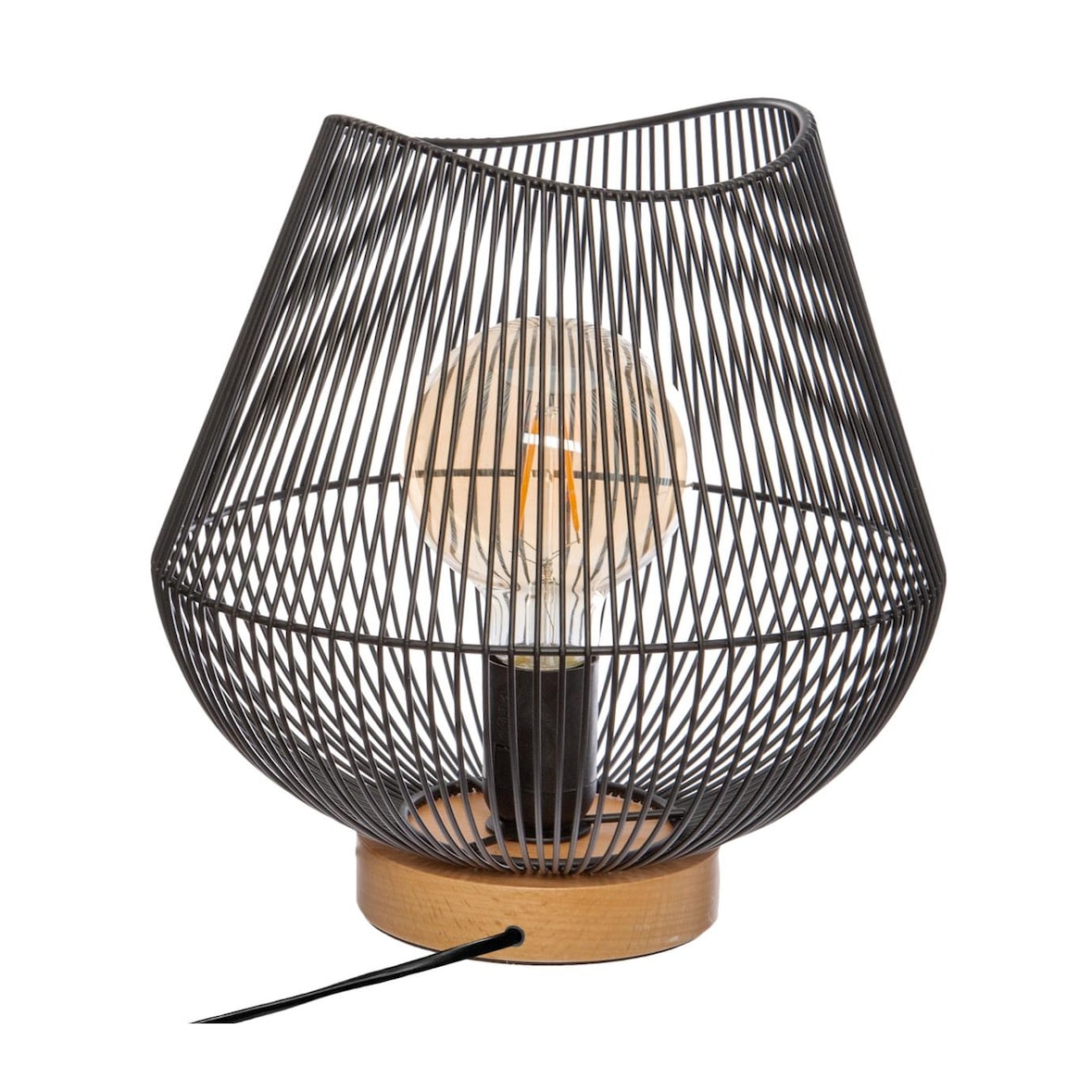 Lampe à poser en métal filaire Noir H 28 cm
