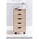 thumbnail of Rollcontainer 33 x 64 x 38 cm MDF-Holz 5 Schubladen sonoma, Moderner Schubladencontainer mit Rollen, Standcontainer
