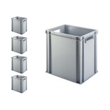 thumbnail of PROREGAL 5x Eurobehälter mit offenem Griff | HxBxT 40x30x40cm | 37 Liter | Grau | Eurobox, Transportbox, Transportbehälter, Stapelbehälter
