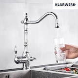 thumbnail of KLARWERK® Julian | Retro 3-Wege Armatur Edelstahl Chrom glänzend | Vintage Filter Wasserhahn Küche Silber| Osmose Mischbatterie U-Auslauf 3 Anschlüsse