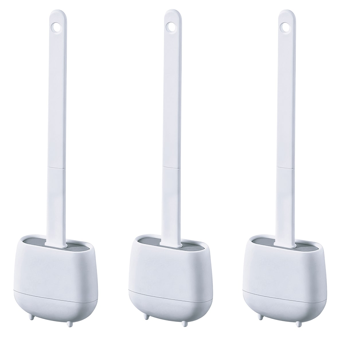 WE - Set van 3 toiletborstels van TPR en thermoplastisch rubber, wit
