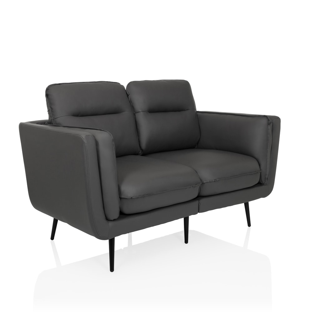 Loungesofa VINTALUX Kunstleder 2-Sitzer retro grau hjh LIVING