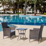 thumbnail of Conjunto de Muebles de Exterior de Ratán 1 Mesa 2 Sillas Estructura Metal Marrón