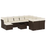 thumbnail of vidaXL 11-tlg. Garten-Sofagarnitur mit Kissen Braun Poly Rattan