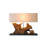thumbnail of SalesFever Tischleuchte |Gestell Treibholz / Schirm Leinen | B 80 x T 20 x H 59 cm | Natur – Beige