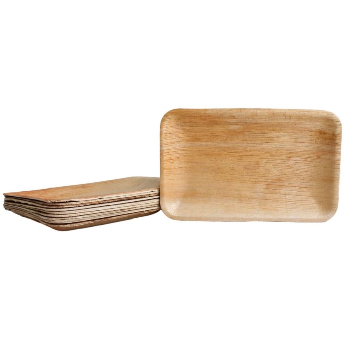 10x rechteckige Teller aus Palmblatt 15 x 23 cm