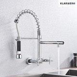 thumbnail of Björn | Gastronomie Wandmontage Armatur Chrom glänzend | Profi Küchenarmatur Edelstahl Zwei Brausen | Doppelspülbecken Wasserhahn Restaurant Wand