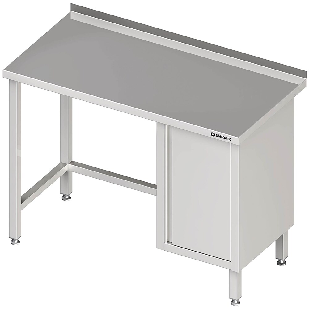Stalgast Edelstahl Arbeitstisch ohne Grundboden, 2500x700x850 mm, mit Flügeltürschrank rechts, mit Aufkantung, verschweißt