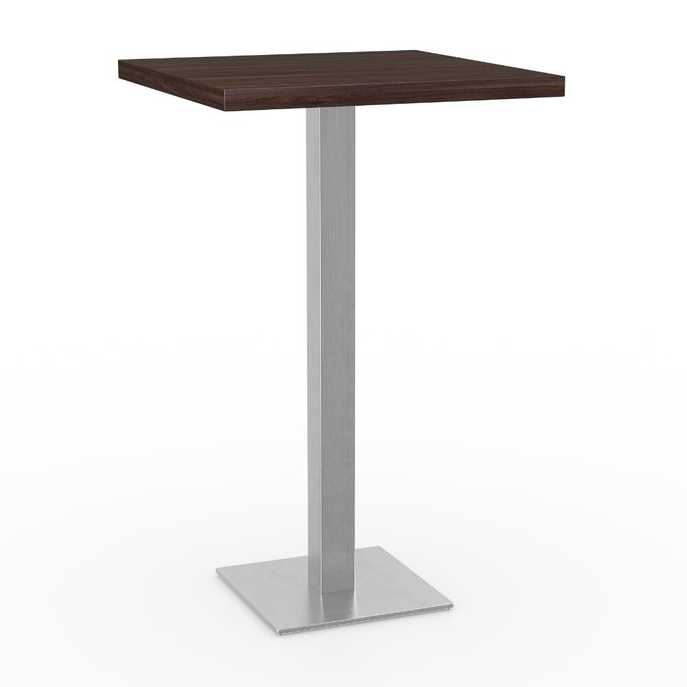 Gastro Stehtisch 50x50 cm | Walnuss | Edelstahlgestell