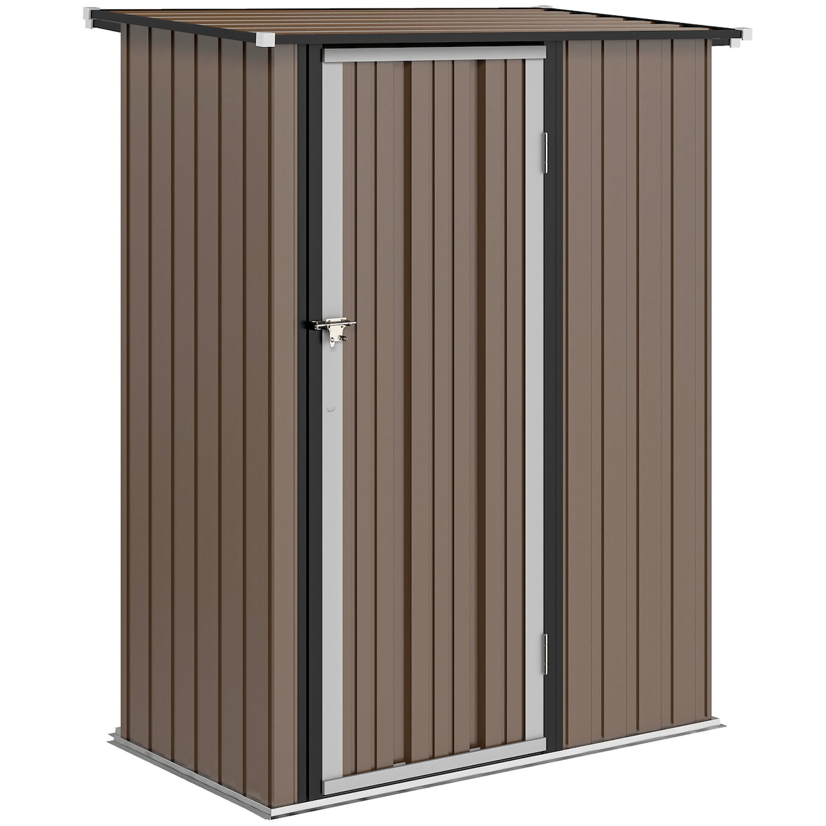 Outsunny caseta de jardín 1,07 m² 142x86x189 cm cobertizo exterior metálico con puerta y orificios de drenaje para almacenamiento de herramientas