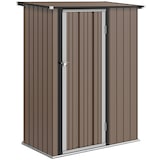 thumbnail of Outsunny caseta de jardín 1,07 m² 142x86x189 cm cobertizo exterior metálico con puerta y orificios de drenaje para almacenamiento de herramientas