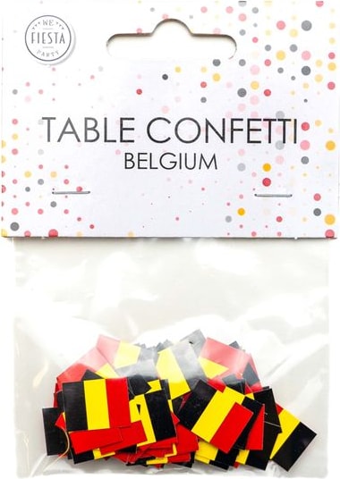 Tischkonfetti in Form von belgischen Flaggen.